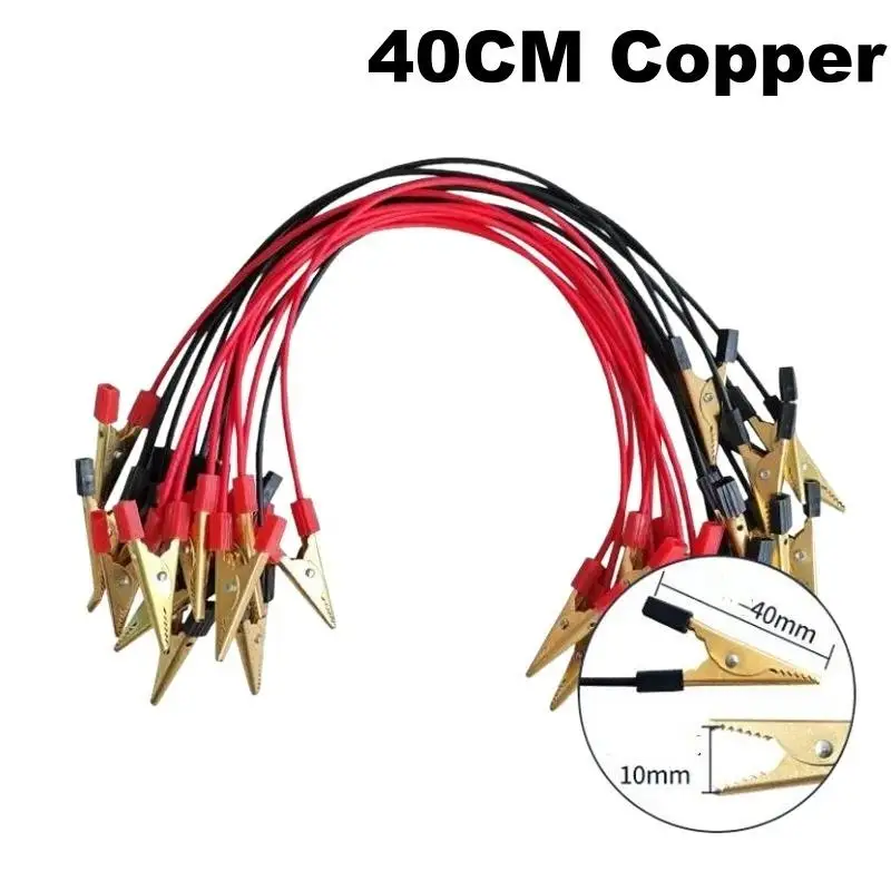 New 2Pcs DIY Test Leads Double-ended Crocodile Test Clips Red Black Alligator Clips For Multimeter Measure Tool Lead Connector