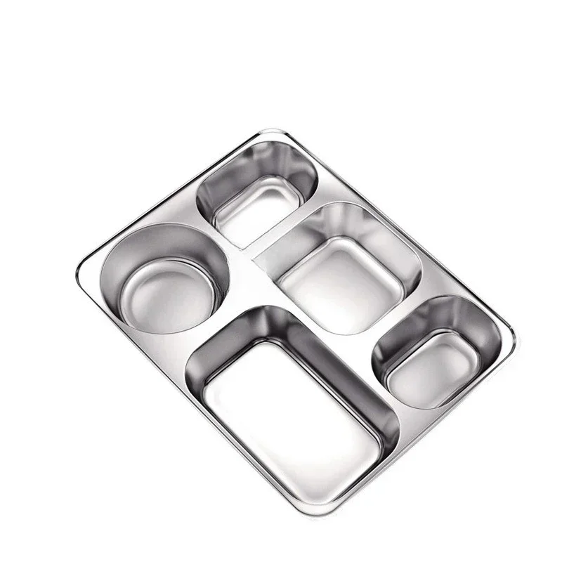

Food grade 316 stainless steel fast food plate divided into grids for adults and five grids for adults