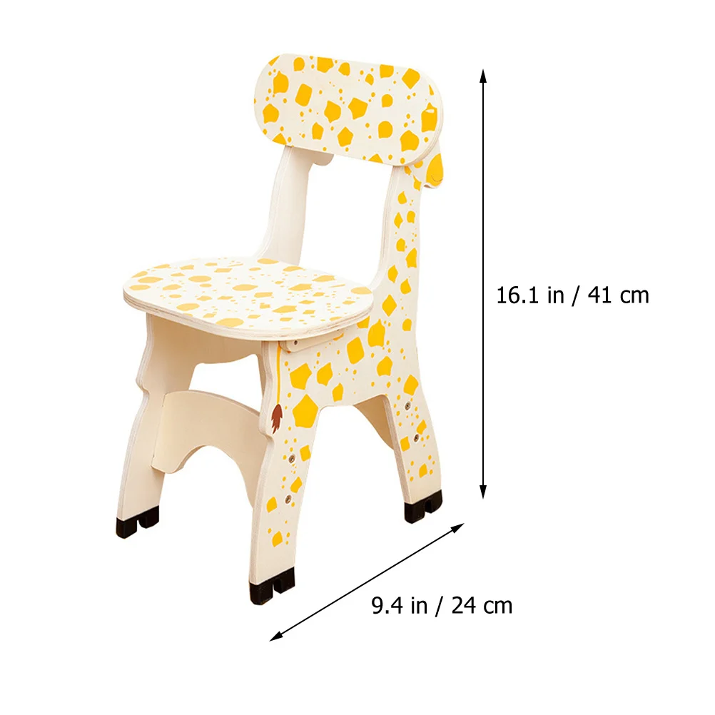 

Giraffe Backrest Chair Kids Wooden Toddler Learning Seat Tool Smooth Corners Safe Stool Children Furniture Baby