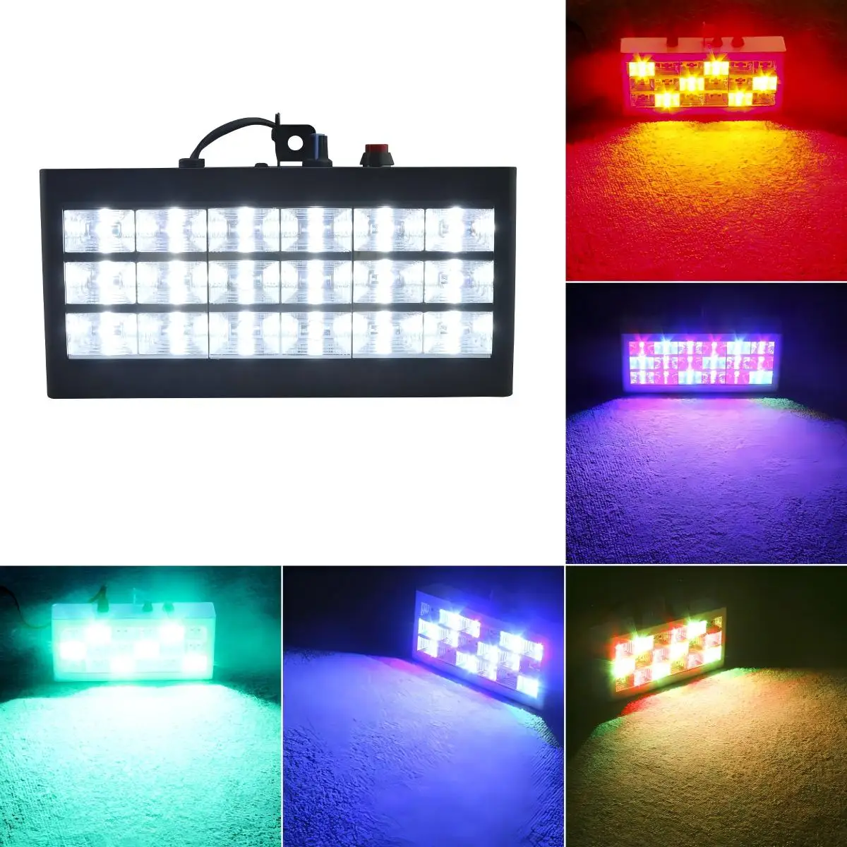 Fireions 18 LED Grille Strobe Light 20W RGB Stepless Speed Control Voice Control Self-Propelled House Party