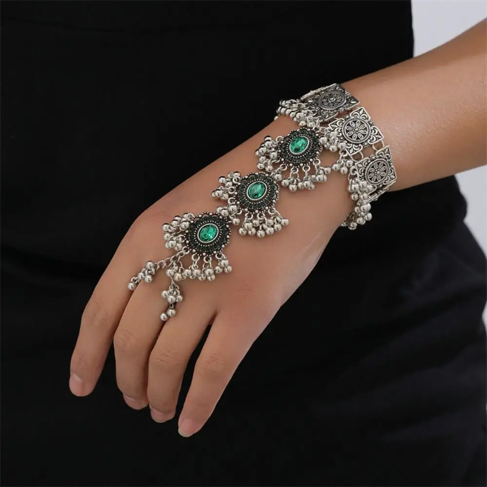 

Exquisite Ring Ethnic Style Bracelet Retro Diamond Crystal Hand Chain Golden Colored Irregular Tassels Bangle Couple