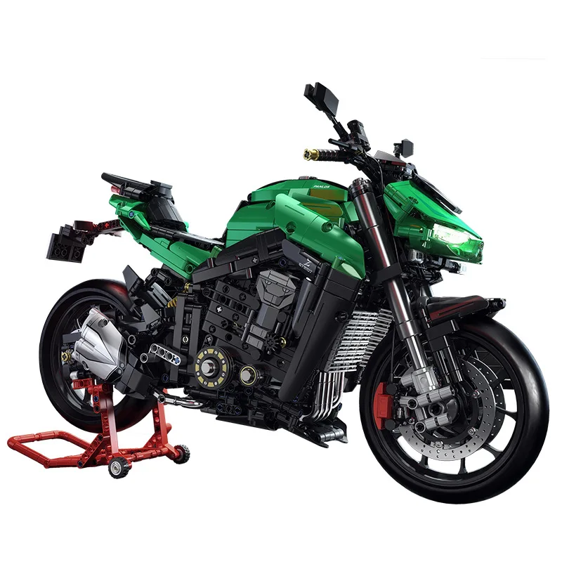 Technical 1:5 Scale Japan Motorcycle Building Block Z1000 Motorbike Model Vehicle Steam Motor Construction Brick Toy With Light