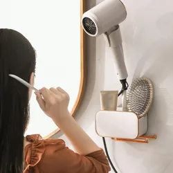 Wall Mounted Hair Dryer Holder Foldable Bathroom Wall Mounted Nail Free No Drilling Stainless Steel Spiral Stand For Bathroom