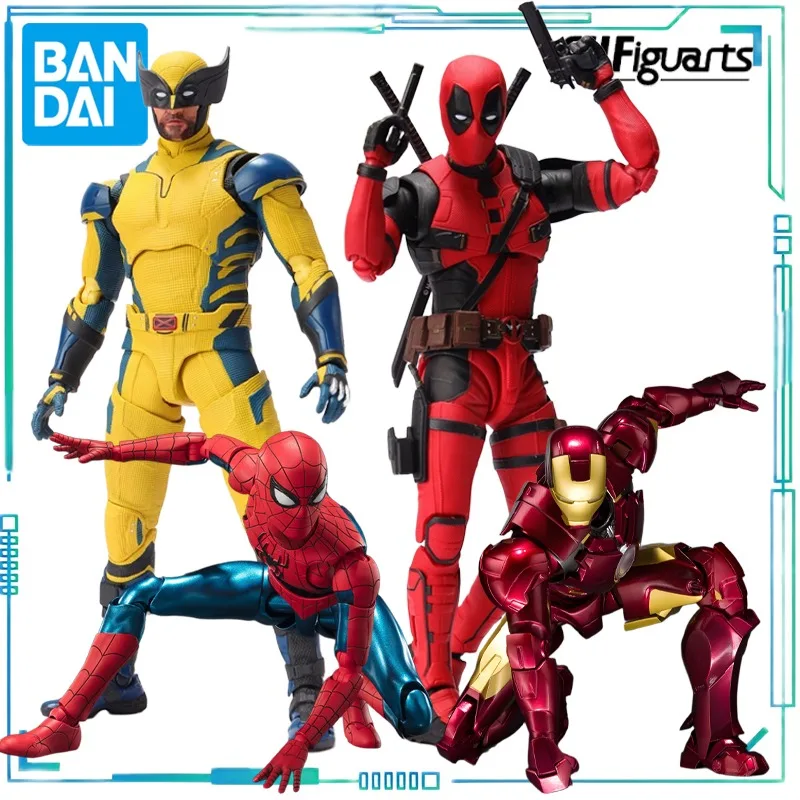 

BANDAI Genuine S. H. Figuarts Series Marvel Spider-Man，Deadpool&Wolverine，Iron Man MK4 Movable Finished Product Model Collect