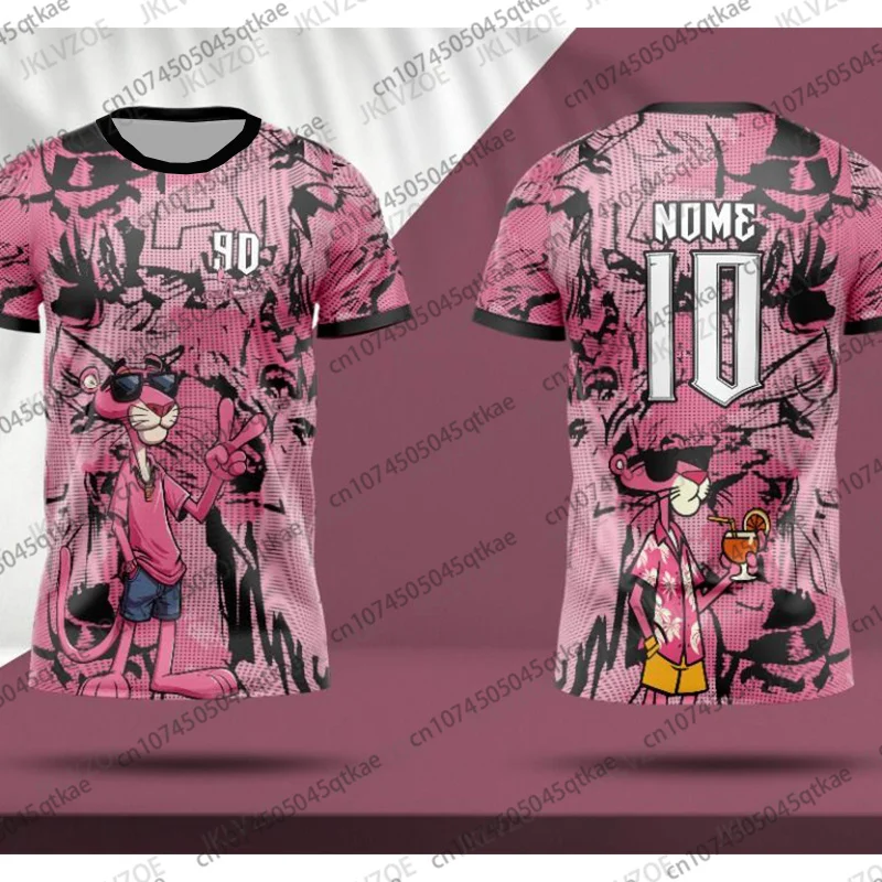 Disney Special Edition Pink Panther No.10 Football Jersey Men Women Oversize Soccer Short Sleeve Tee Loose BreathableTop For Kid