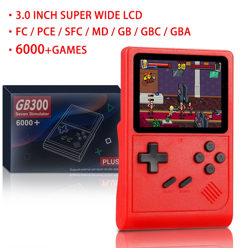 Consola de juegos portátil GB300, videoconsola con pantalla de 3,0 pulgadas, 6000 juegos integrados para SF/SFC/GB/GBA, compatible con salida AV