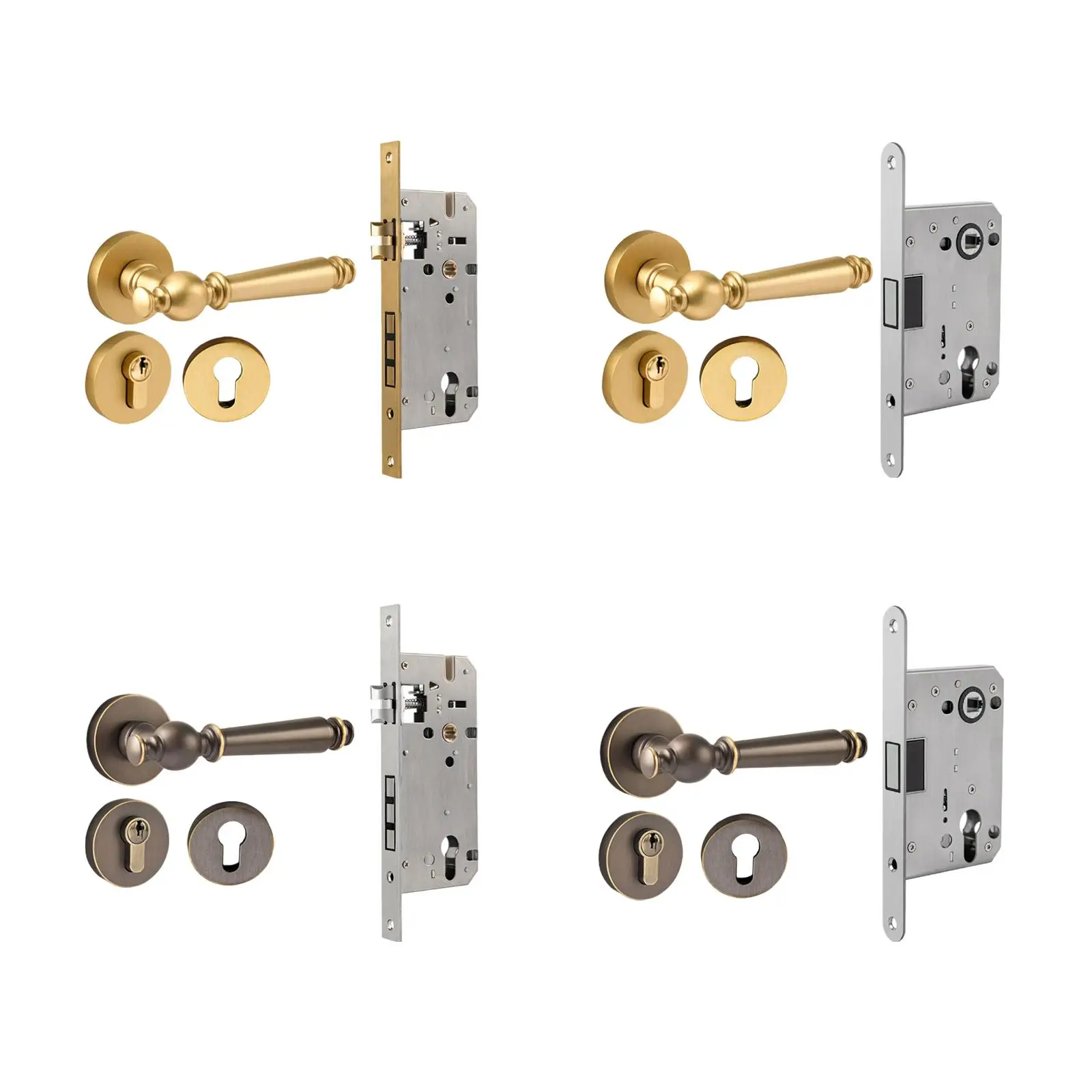 

Door Lock Door Lever Anti Bump Resistant Reversible Brass Interior Exterior Lever Door Handle with Keys for Bedroom Home