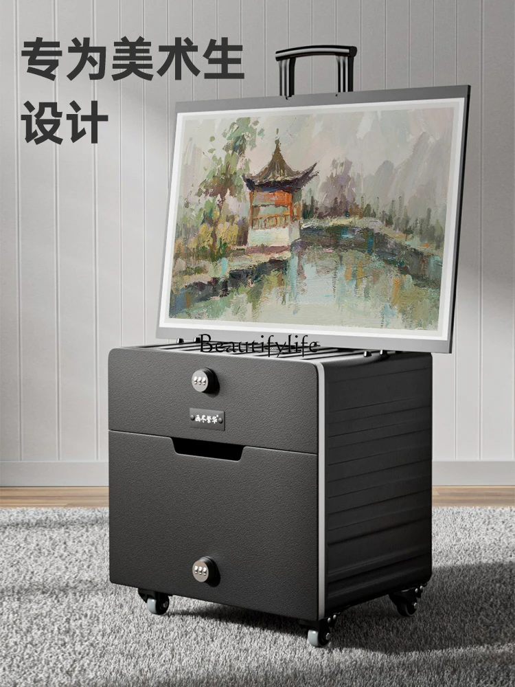 One-Piece Pull Rod Paint Box for Art Students Only Desktop Desktop Easel Sketch Stool