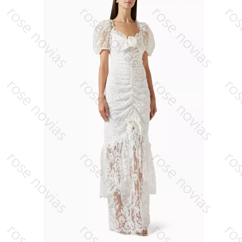 

High Quality White Elegant Evening Dresses Lace for Floor-Length Sweetheart Prom Dress Flower Vestidos De Fiesta Customized