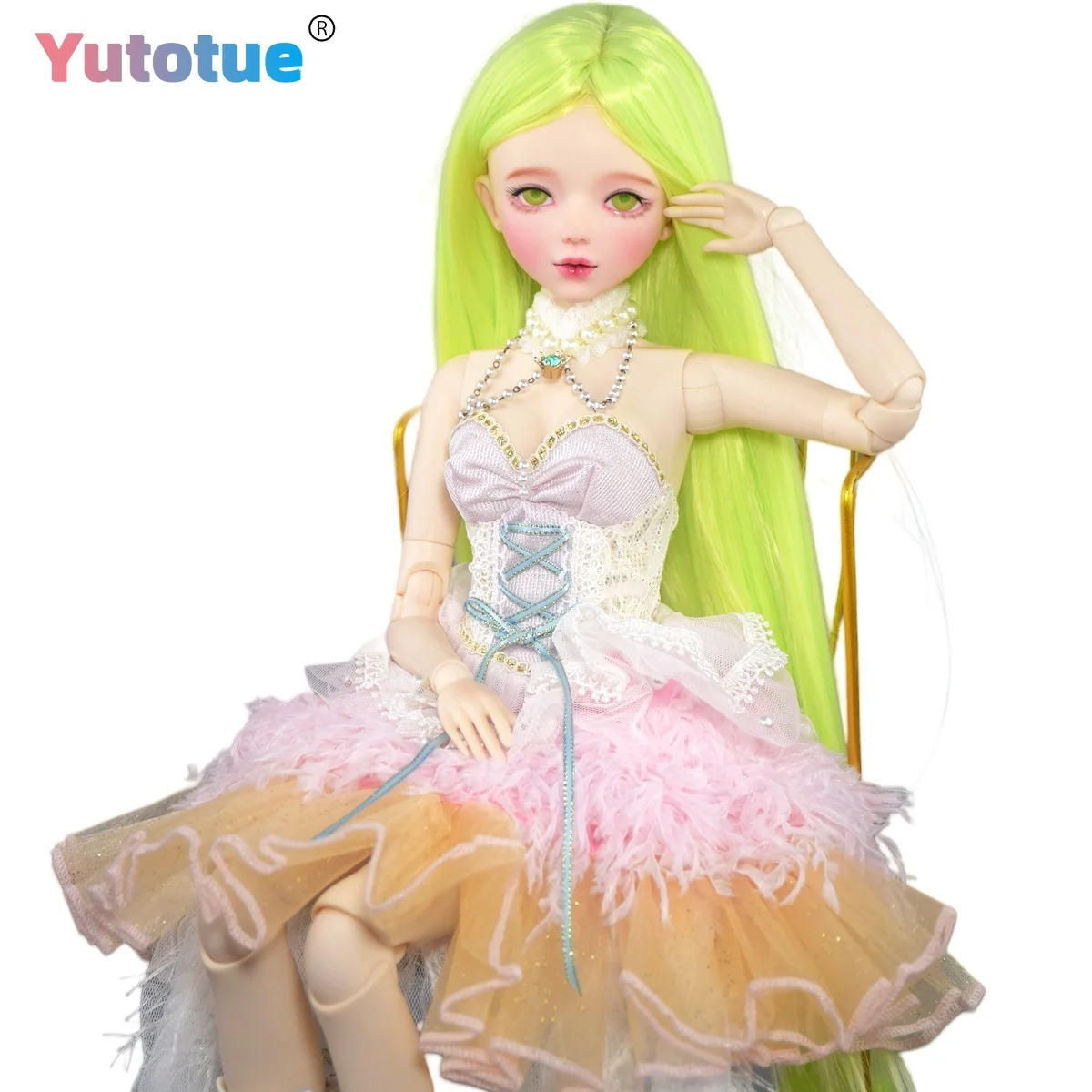 

YUTOTUE 56 см высота женская кукла с модельными туфлями принцессы зеленые прямые длинные парики BJD кукла игрушка реалистичная