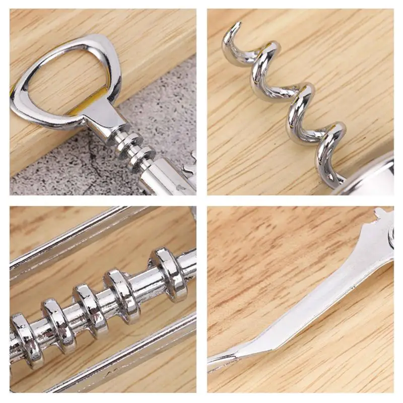 1pc Wine Bottle Opener 2-in-1 Stainless Steel Bottle  Can Spiral Corkscrew Beer Bottle Opening Tool Kitchen Accessories