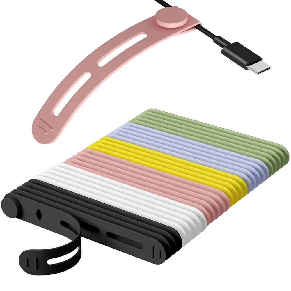 20Pcs/40Pcs Reusable Cable Ties, Adjustable Silicone Cord Organizer Small Zip Ties for Charging Cords Earphone Computer Wire