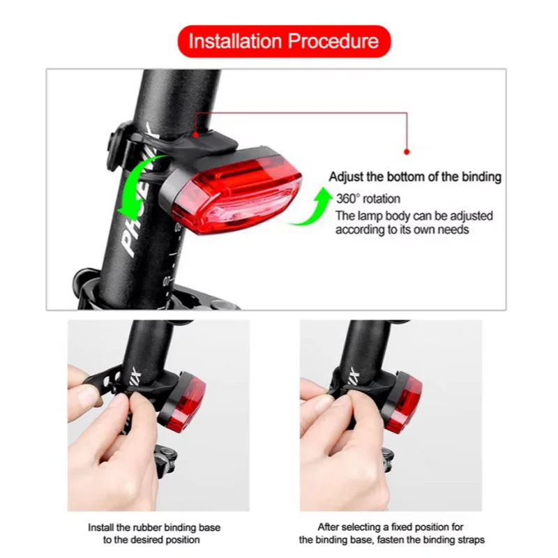 Bicycle Taillight MTB Red Bike Rear Light USB Rechargeable LED Cycling Bike Warning Light Mountain Bicycle Lamp image 3