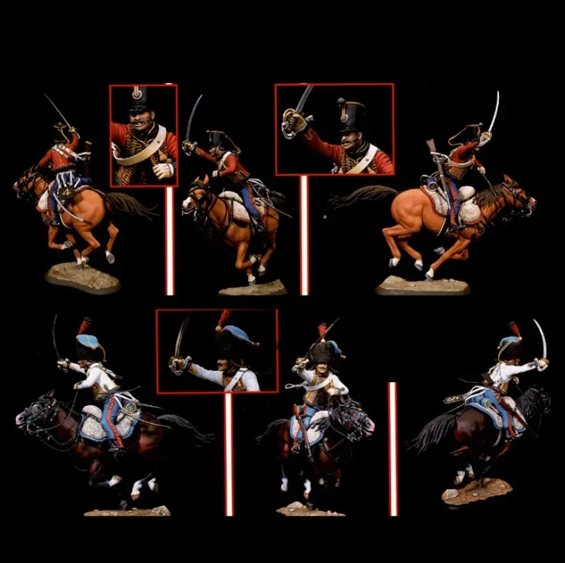 1/18 90mm Scale Resin Figure Model Kit Military Miniatur European Cavalry Battlefield Charge Unassembled Unpainted Free Shipping