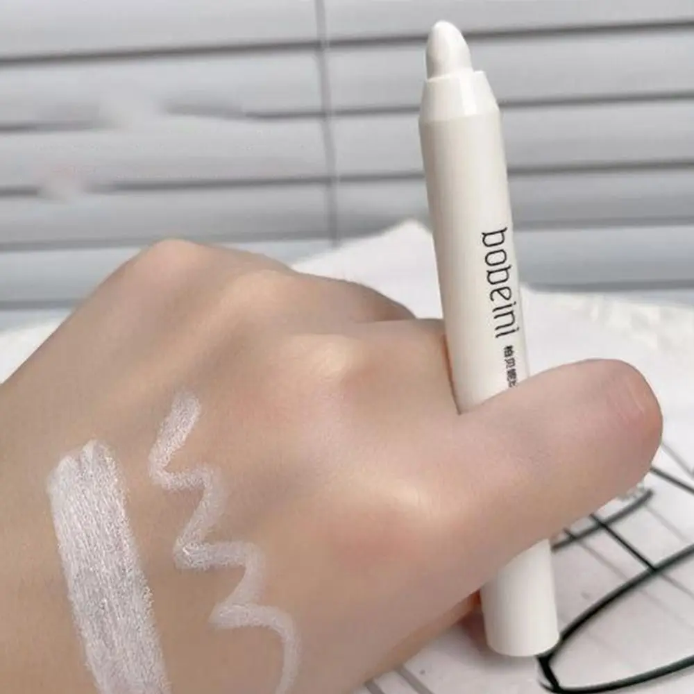 قلم ظلال عيون هايلايت، عصا ظلال عيون تدوم طويلاً، أبيض لامع، هايلايتر حريري متعدد الاستخدامات، أبيض غير لامع