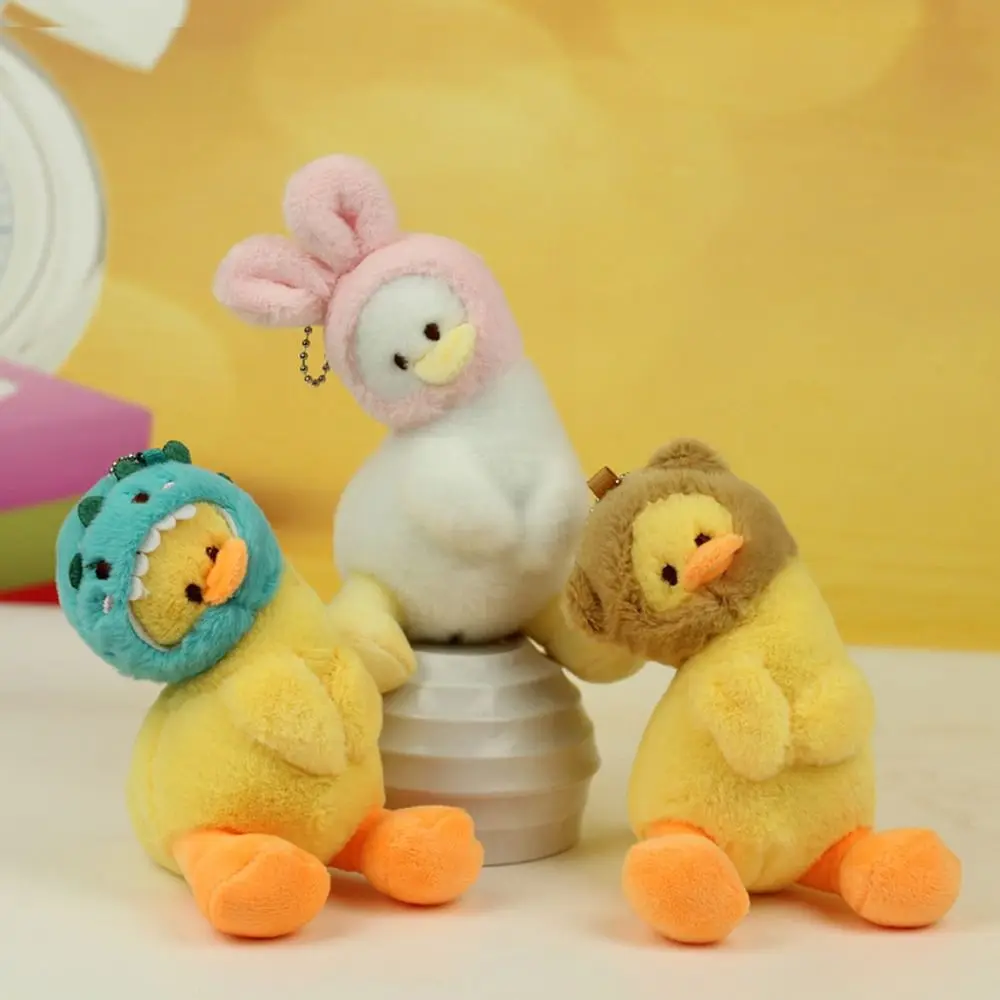 Porte-clés canard jaune en peluche, dessin animé, animaux doux, pendentif de sac de canard, créatif et mignon, pendentif de sac d'école