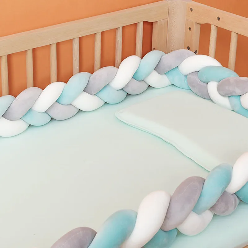 Parachoques para cama De bebé, cojín con nudo trenzado, Protector De cuna infantil, decoración De habitación, 3m