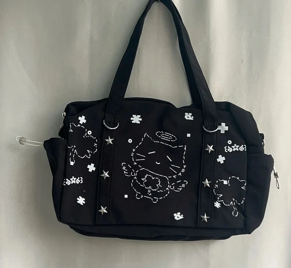 

Korean Cartoon Cat Shoulder Underarm Bag Fashion Transparent Tote Handbags Women All Match Trendy Ita Bags Streetwear