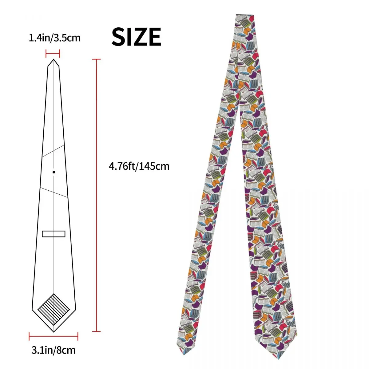 Formal So Many Colorful Books Tie for Office Customized Men Science Teacher Nerd Neckties