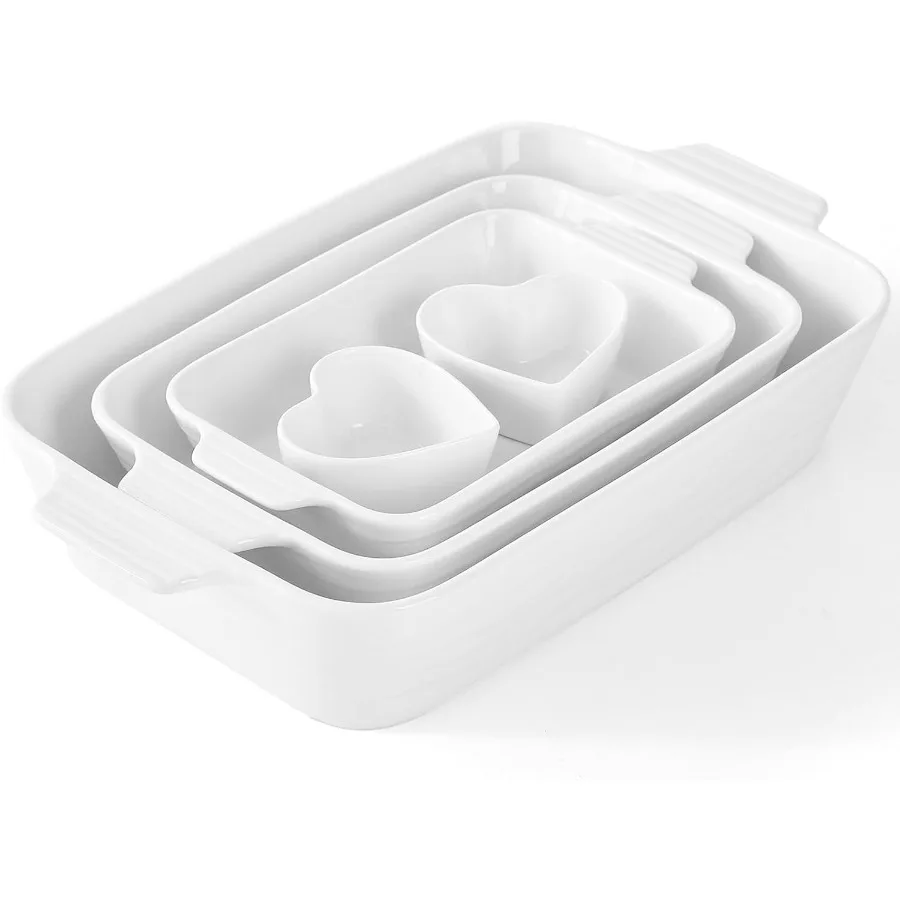 

Блюдо для выпечки для духовки, запеканки, набор форм для выпечки с керамической сковородой для лазанья Ramekin, 9 × 12,8 дюйма, большие глубокие формы для выпечки, прямоугольные формы