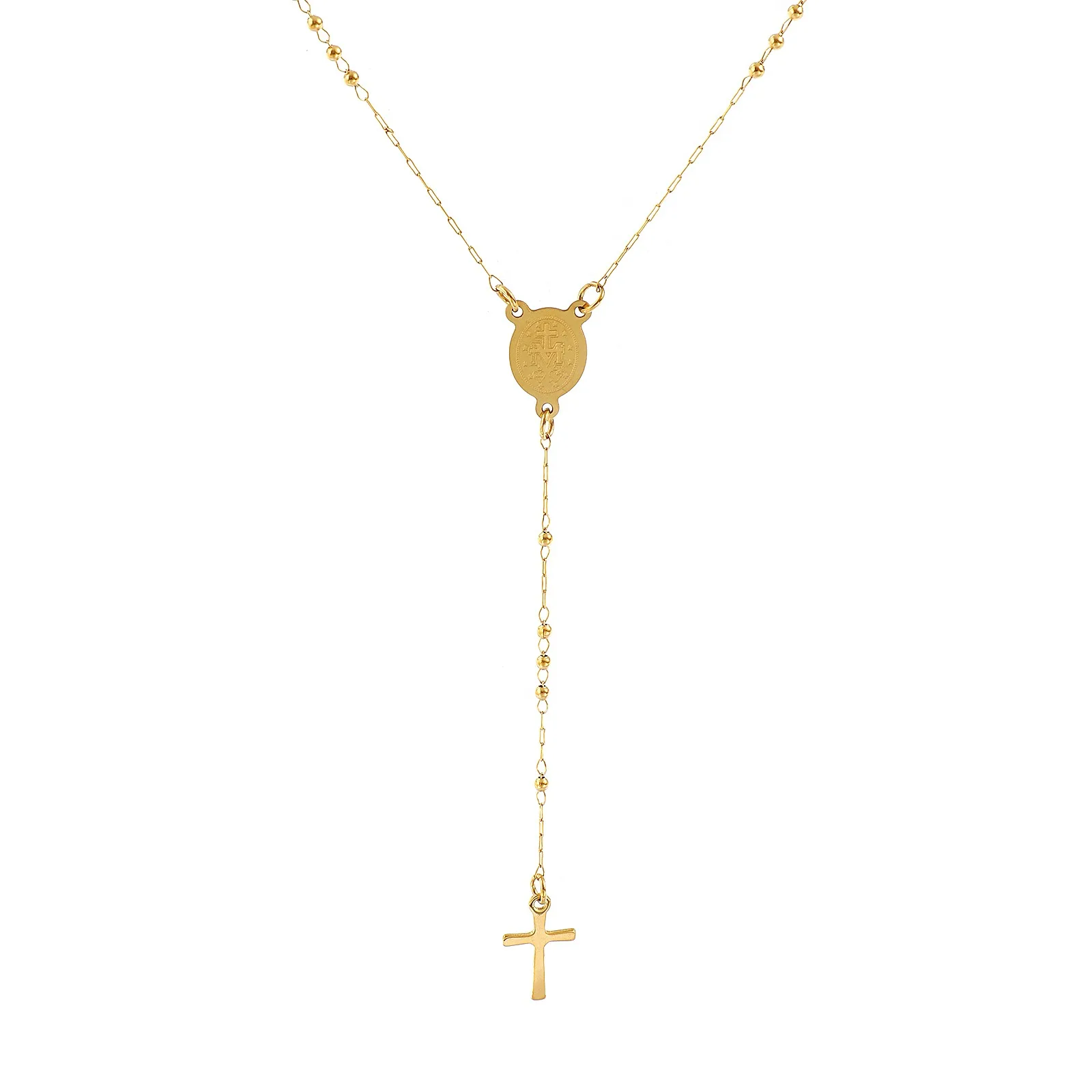 1pc Religiöse Edelstahl Halskette Mehrfarbige Perlen Kette Kreuz Gebetskette Rosenkranz Halskette Frauen Schmuck 53-66cm lang – Detail 12