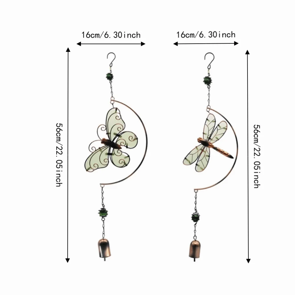 Iron Material Butterfly Wind Bell Good Luck Symbol Luminous Glow Wind Spinner Decor Photoluminescent Acrylic Pieces