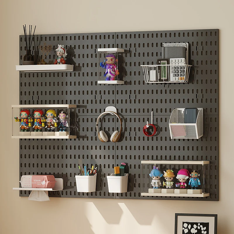 Nordic-Style Multifunctional Wall-Mounted Pegboard For Home Gaming Rooms: Large Storage, Also A Figure Display Shelf
