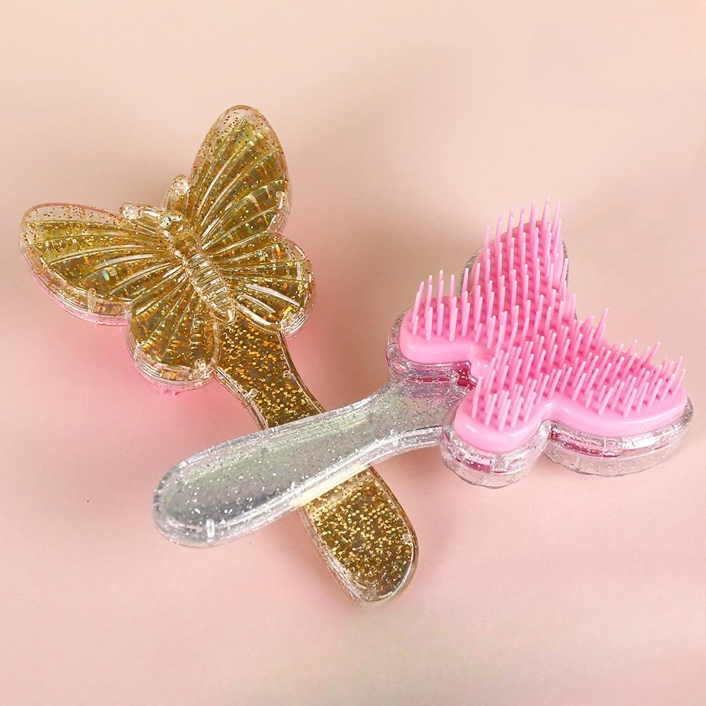 

New Butterfly Combs Cute Girl Shiny Hair Comb Anti-knotting Smooth Hair Comb Cross-border Air Cushion Massage Comb Styling Tools