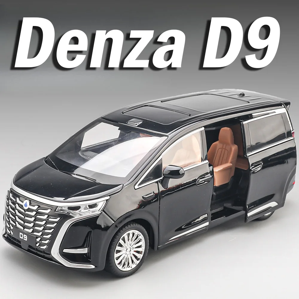 1:24 Scale Denza D9 Alphard Model Toy Car Alloy Diecast Miniature MPV Doors Opened Pull Back Sound Light for Boys Birthday Gifts