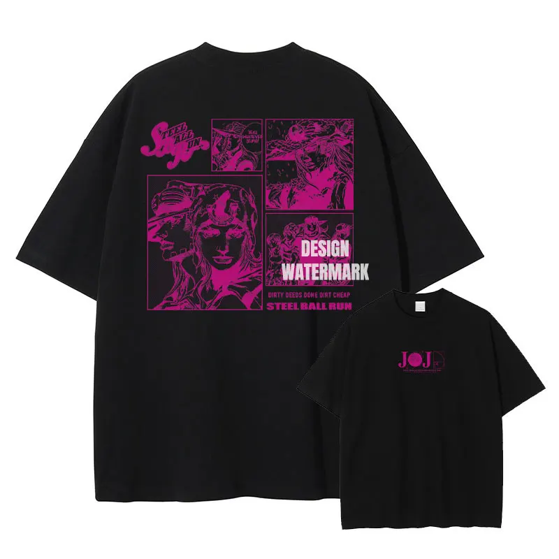 

Retro Washed JoJo's Bizarre Adventure T shirt Men Japanese Anime Manga Print TShirt Unisex Casual Cotton Short Sleeve Tops Tee