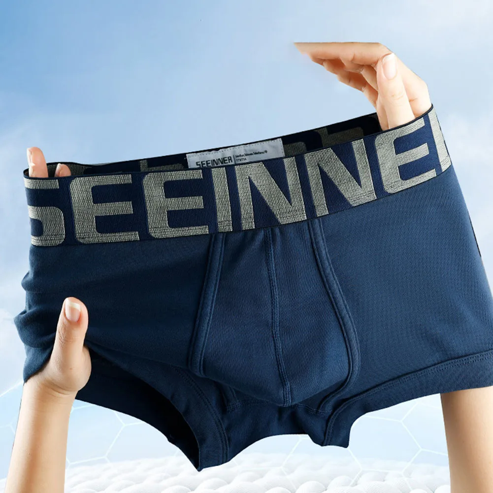 Men's Comfort Breath Trunks Sexy Boxer Underwear Mid-Waist Panties Hombre Bulge Pouch Shorts Breathable Underpants Knickers