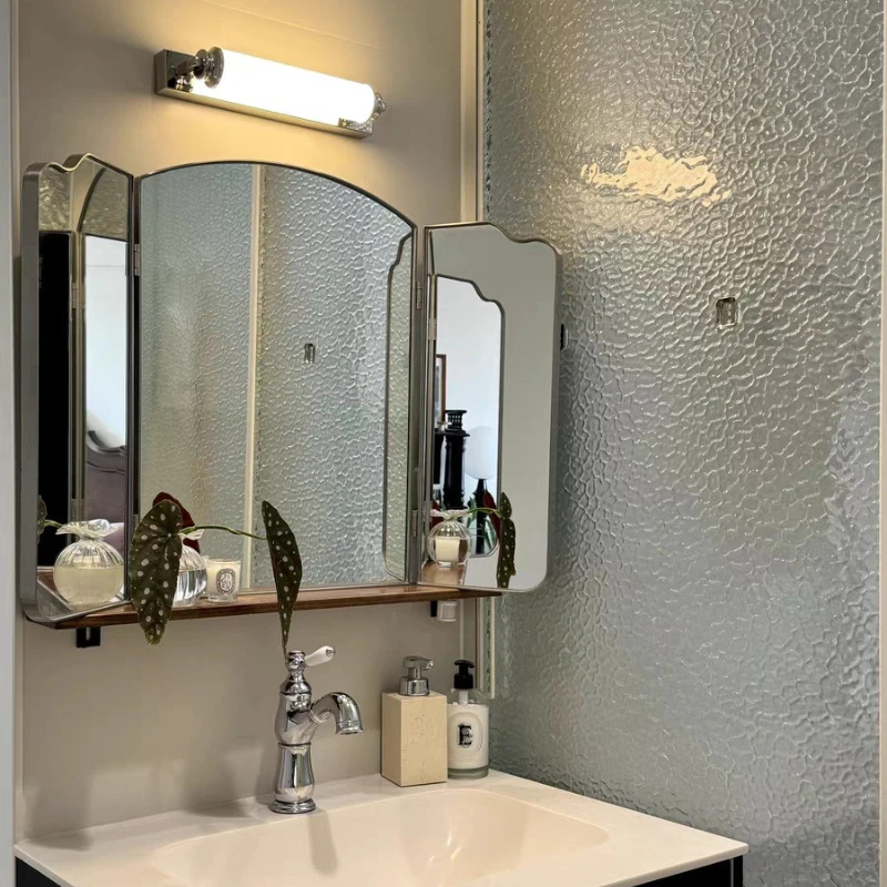 Retro Bath Mirrors Stainless Steel Bathroom Fixtures and Accessories Trifold Mirror Rust Proof Full Length Mirrors Household