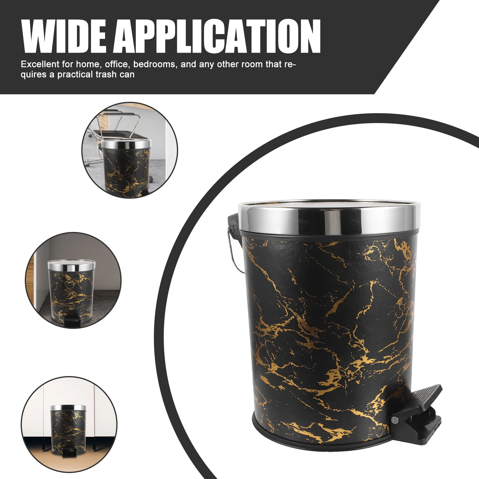 

Sturdy Pedal Trash Can Bedroom Kitchen Garbage Container Bathroom Waste Basket Resistance Hygienic Design Decorative