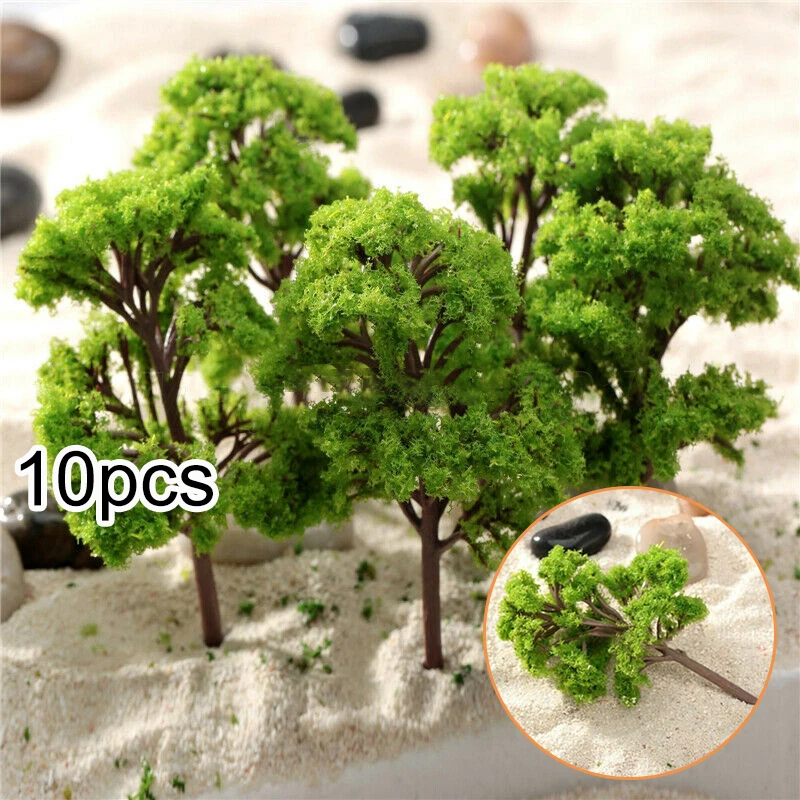 10 szt. 4CM ozdoby drzewa modele dekoracja Mini sceneria Diorama z tworzywa sztucznego miniaturowe drzewo do dekoracji wnętrz