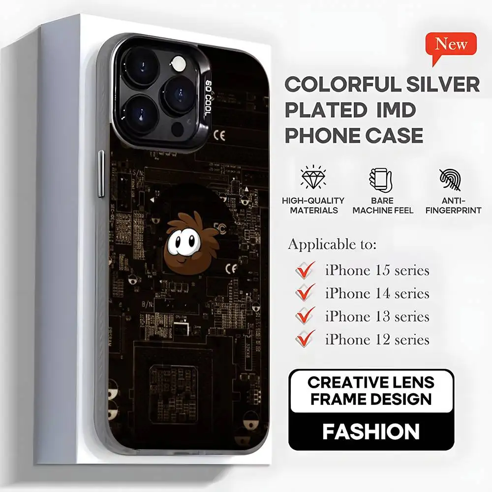 ゲームクラブ P-ペンギン iPhoneケース iPhone 16,15,14,13,12,11,Mini,Pro,MAX,plus対応 ブラックマット 耐衝撃カバー