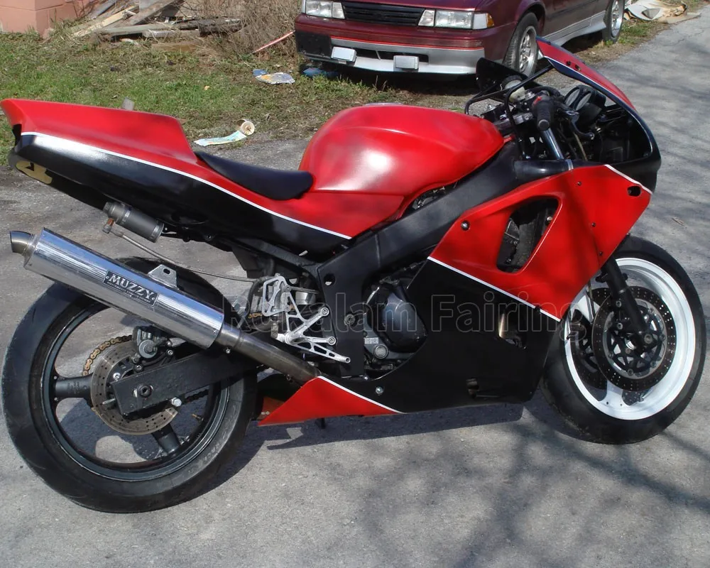Custom For Kawasaki  Ninja ZX6R 94-97 ZX 6R Black Red ZX-6R ZX 6R 94 95 96 97 1994 1995 1996 1997 Bodywork Fairing Kit