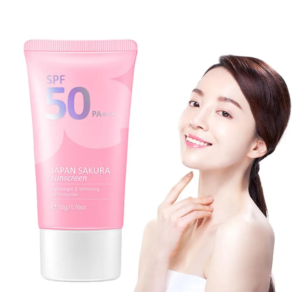 Sakura Sunscreen SPF50 Effectively Isolate UV Protect Block Refreshing Sun Sunscreen Oil Skin Control Facial Care Cream R8W6