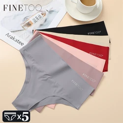 FINETOO 5PCS Women Seamless Plus Size Underwear Sexy High Waist Briefs Female Stretch Comfortable Traceless Lingerie XL-XXXXXL