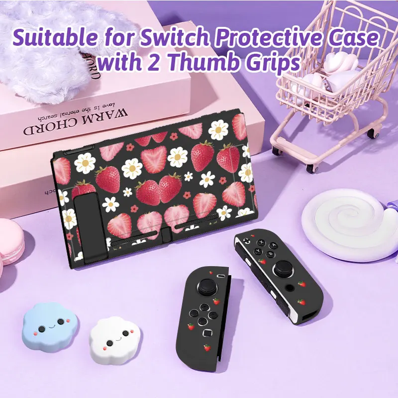 

Защитный чехол для игровых консолей Switch NS/OLED, включает 2 колпачки для джойстика в форме облака, мягкий корпус из ТПУ, портативный игровой аксессуар