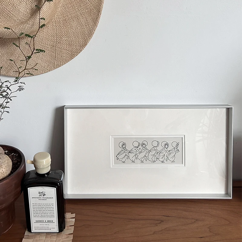 

Niche simple living room decorative painting princess little girl bedroom bedside painting porch background wall art line painti