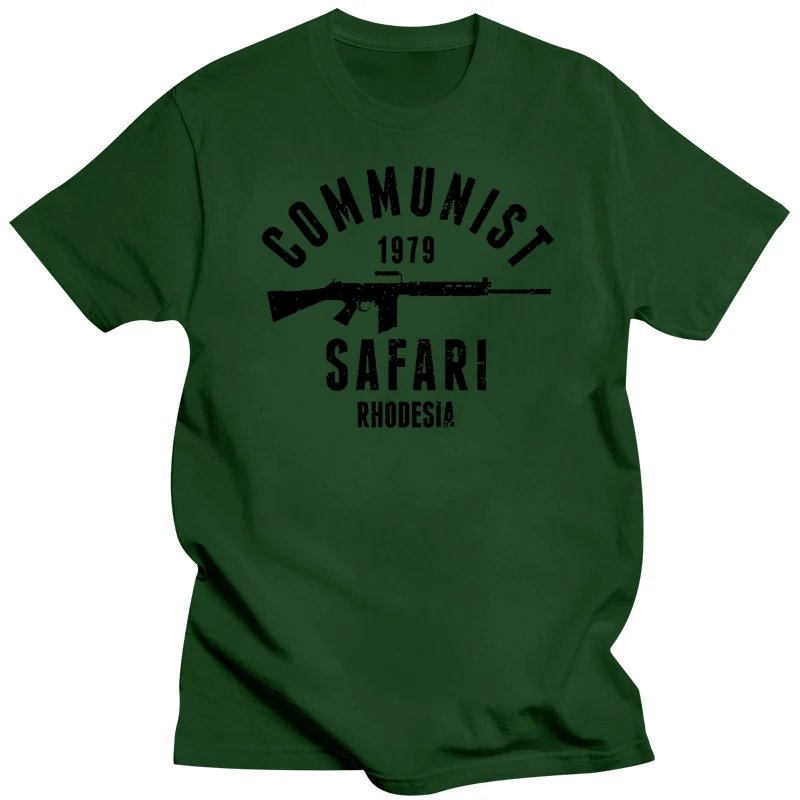 Rhodesia 1979 Commie Safari Black Ink T-Shirt Harajuku Design T Shirt WomenMen Style Skate Clothing