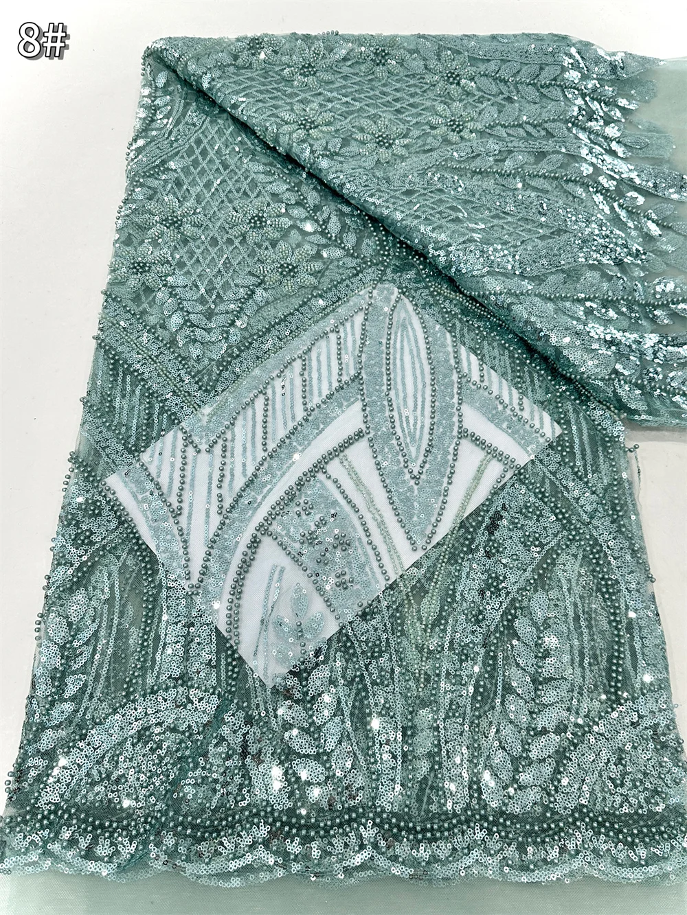 

Luxurious African Luxury Beads Bride Tulle lace Fabric 2025 High Quality Embroidery French Tulle Lace For Nigeiran Party Dress