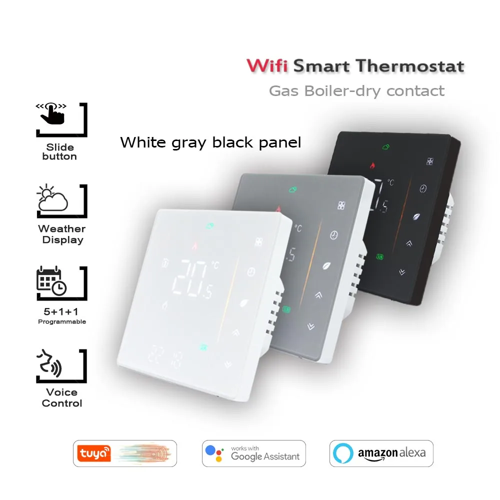 Dry contact heat Temperature Controller 220V boiler thermostat wifi programming thermostat for gas boiler