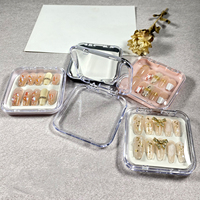 10pcs Fake Nails Storage Box White Black Transparent Plastic Case Flip Square Small Jewelry Display Packaging Wholesale