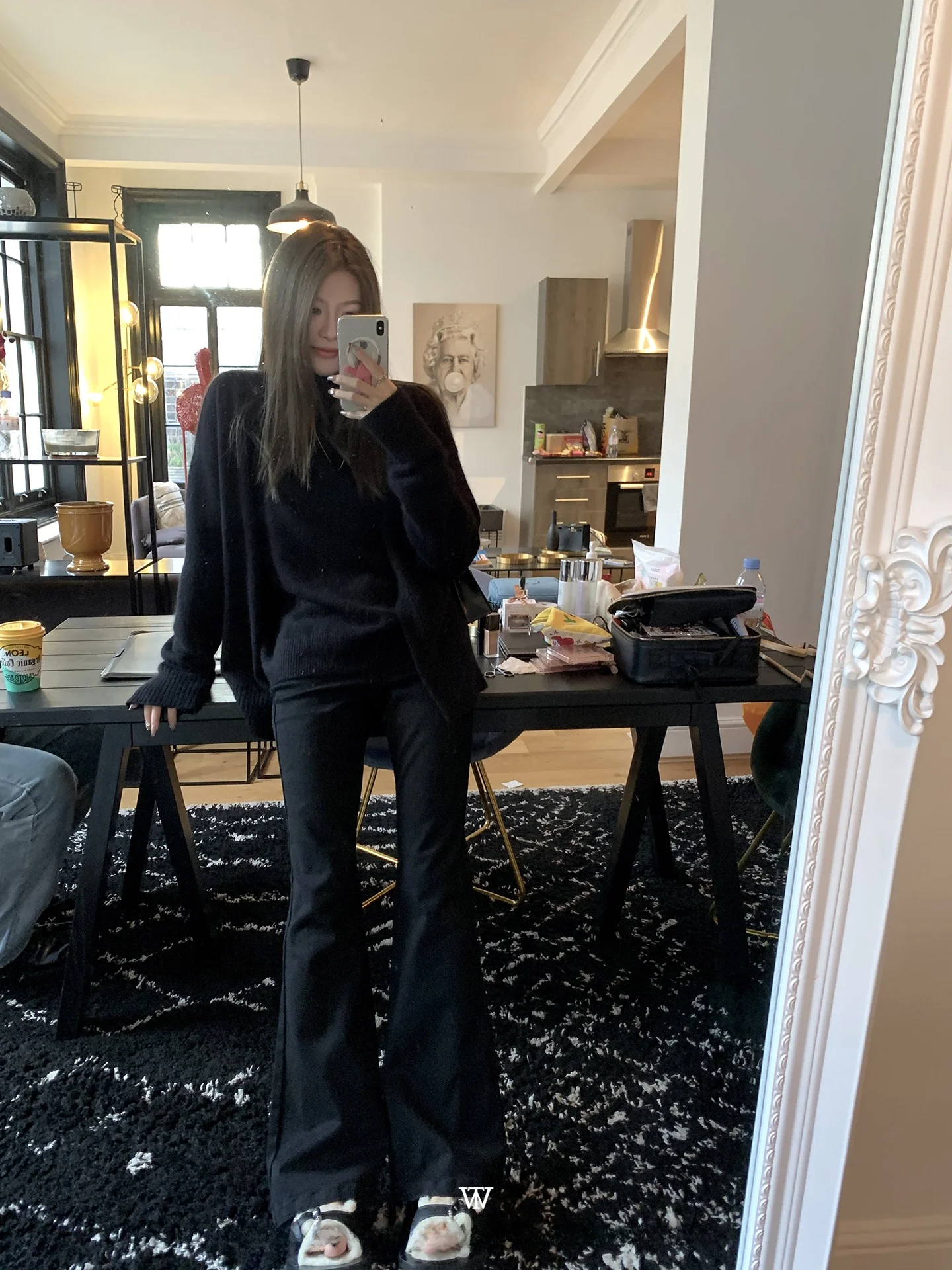 

WANANTONG Fce Lined High Elastici Flared Jeans Women's Premium Denim Original Color Town Level Commute Sle Autumn Winter