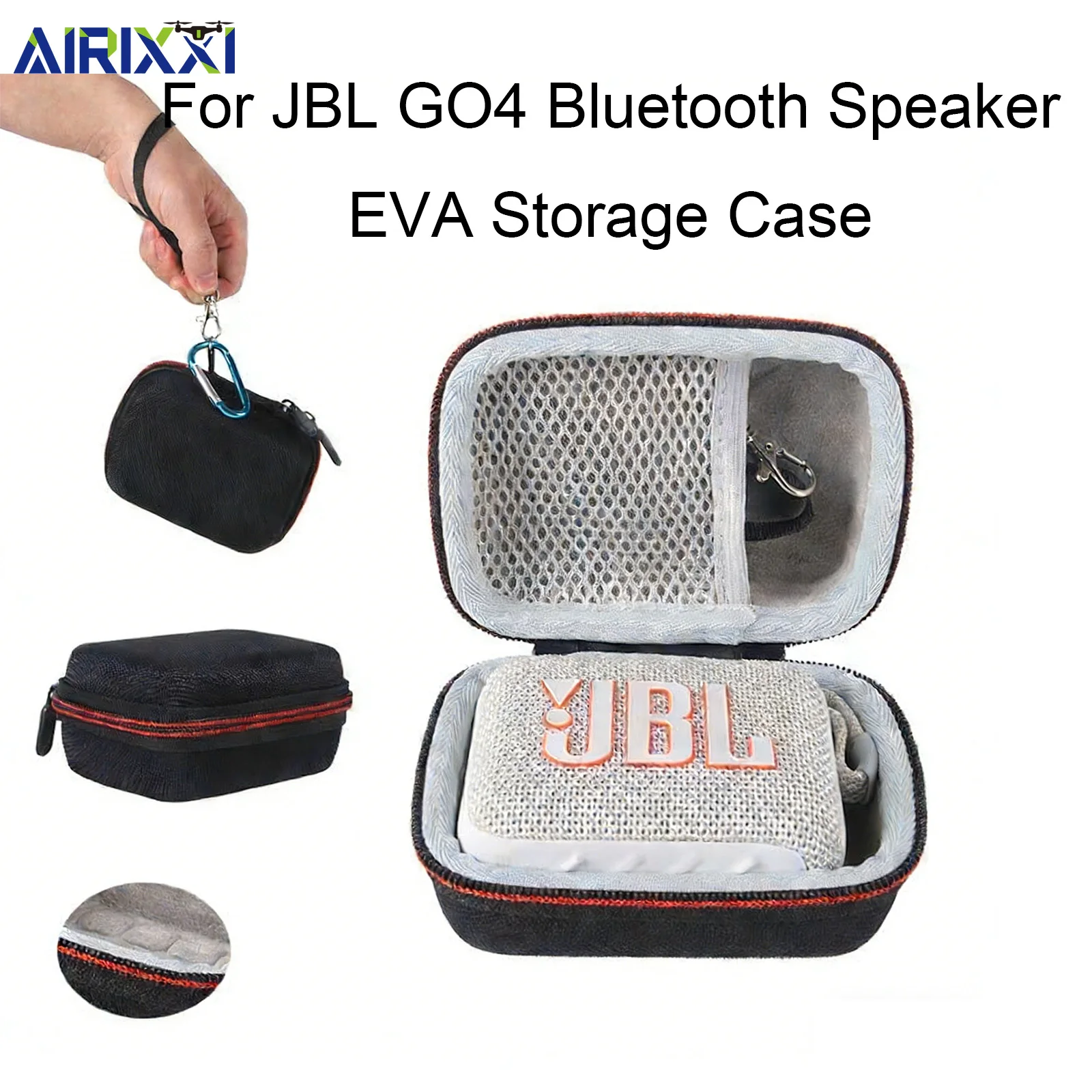 Jbl Go4 Speaker Eva Hard Carrying Case Shockproof Protective Storage Bag With Hand Strap And Carabiner For Outdoor Travel