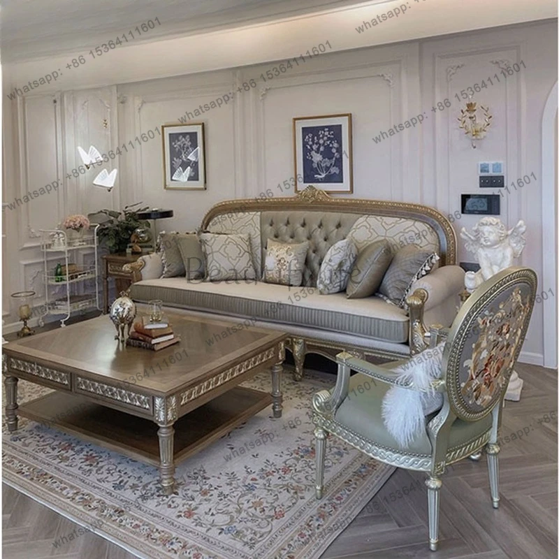 

French four-person sofa leisure chair villa 123 combination sofa