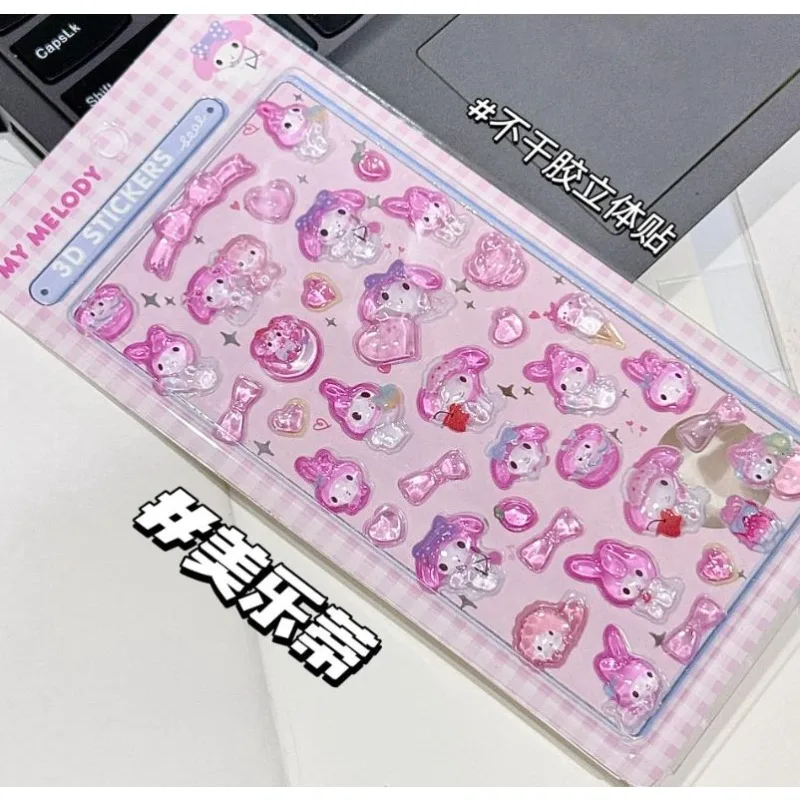 2025 Hot New Sanrio's  three-dimensional crystal stickers, featuring Melody Kitty and Cinnamon Dog, for decorating phone cases