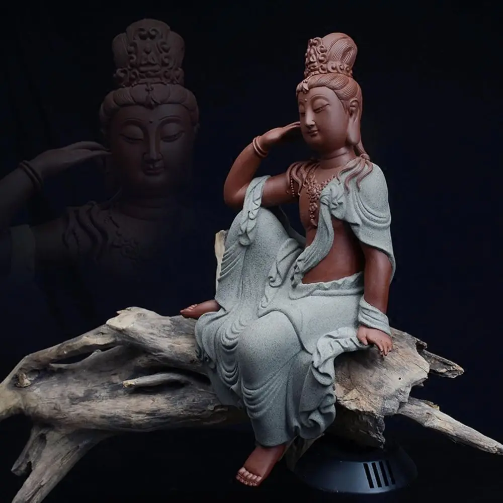 

Guanyin Buddha Statue Ceramic Tea Pet, 32cm 12.8in, Tea Ceremony Tabletop Decoration