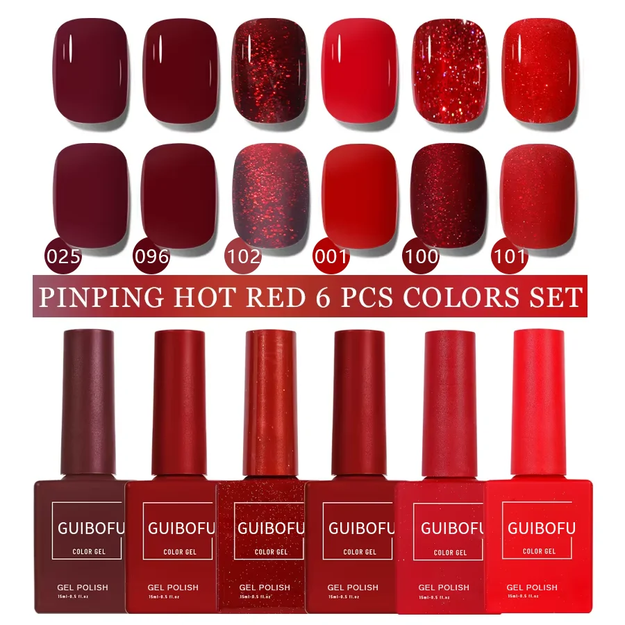 6 قطعة 15 مللي هلام مجموعة طلاء الأظافر شبه دائم نقع قبالة الأشعة فوق البنفسجية ورنيش مسمار الفن ل مانيكير مسمار تصميم لون واحد زجاجة واحدة #1